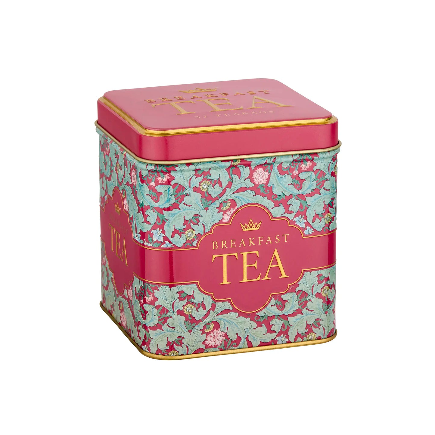 Pink Leaves 32 Teabag Tin from the Tapestry Collection by New English Teas