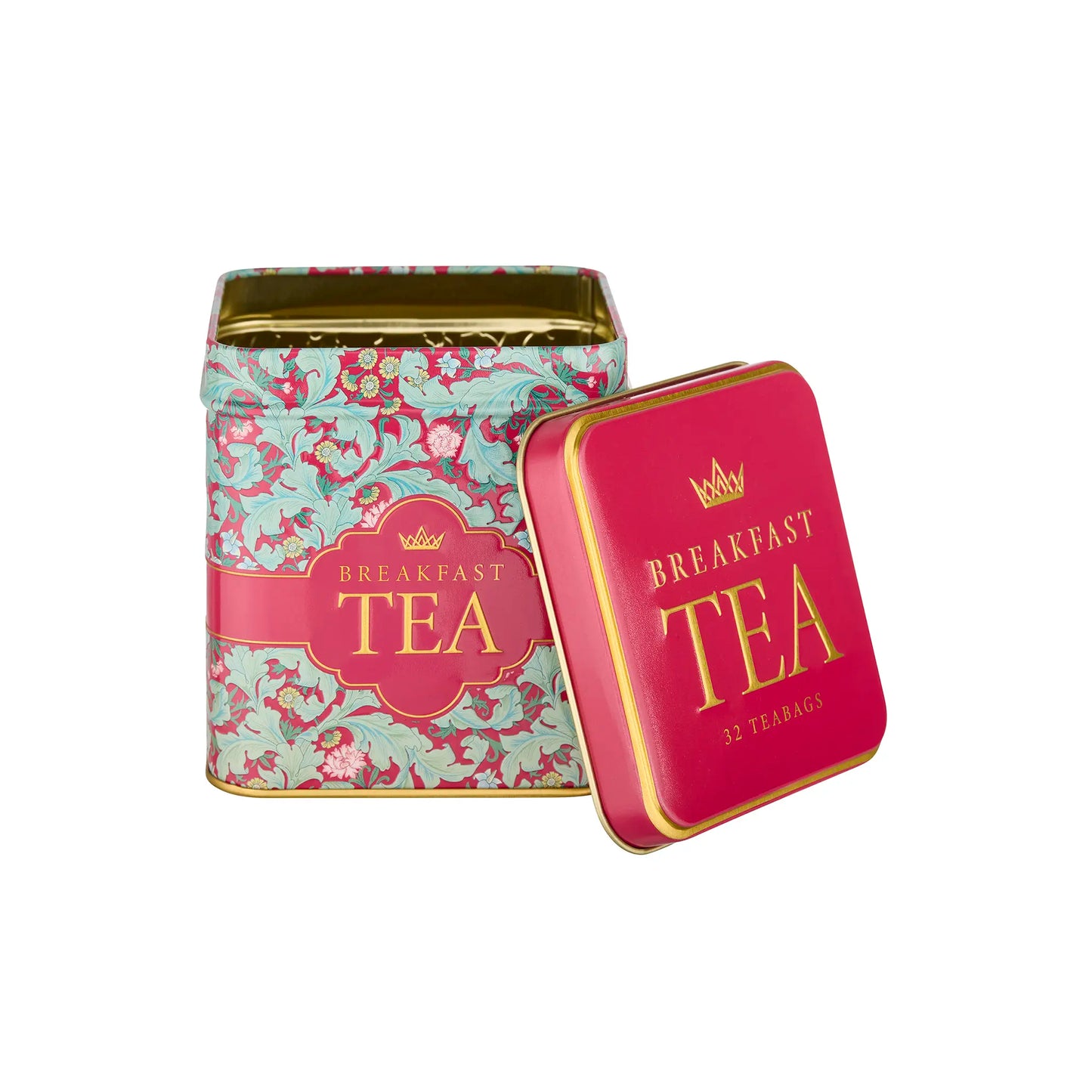 Pink Leaves 32 Teabag Tin from the Tapestry Collection by New English Teas