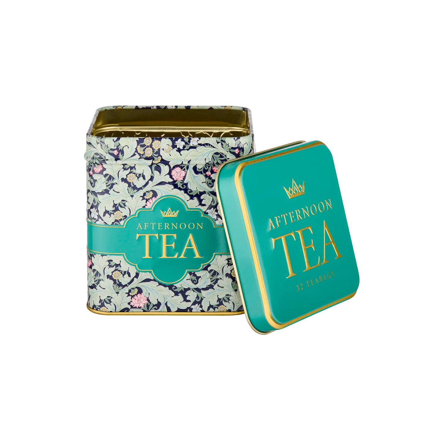 Green Leaves Square Tea Tin from the Tapestry Collection by New English Teas