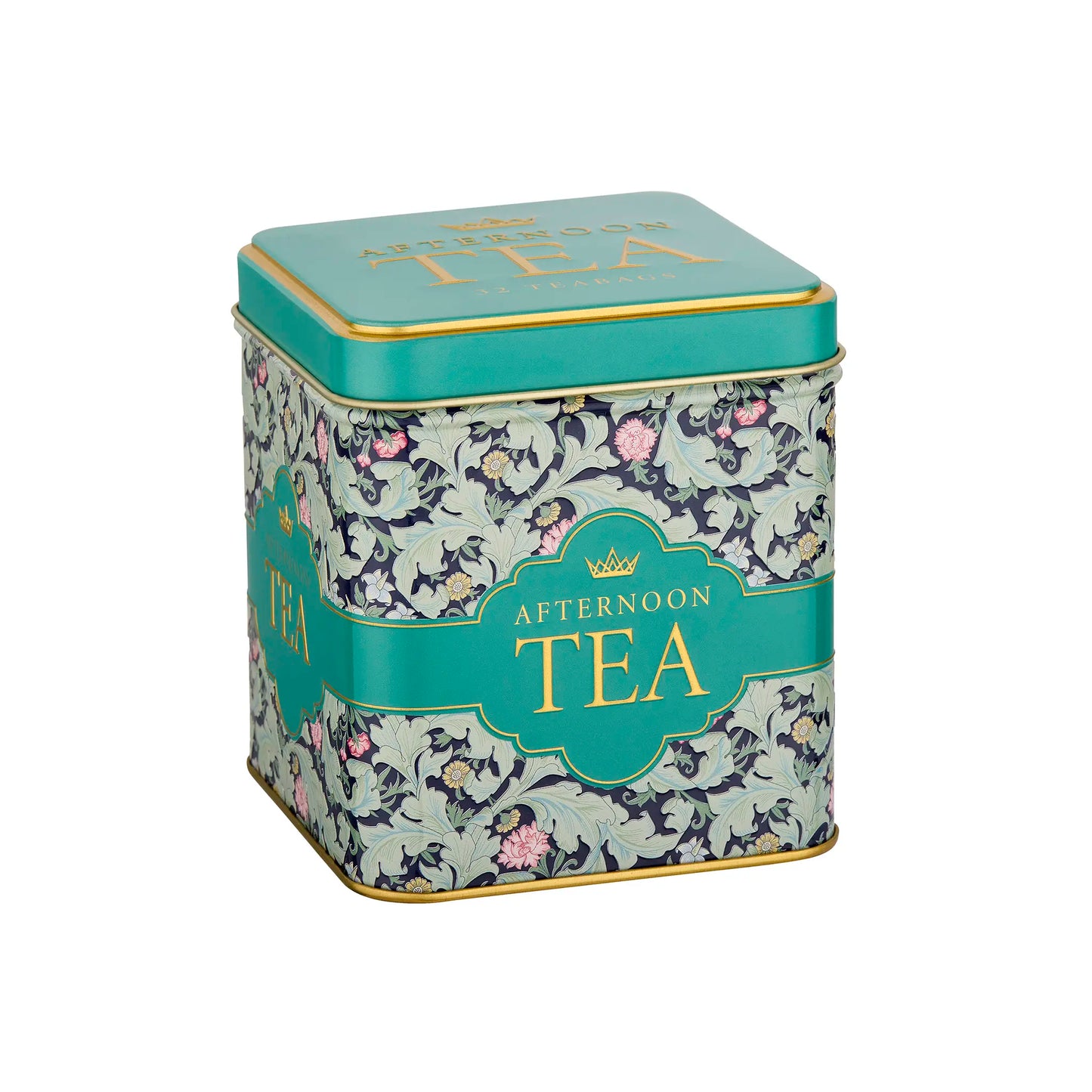 Green Leaves Square Tea Tin from the Tapestry Collection by New English Teas
