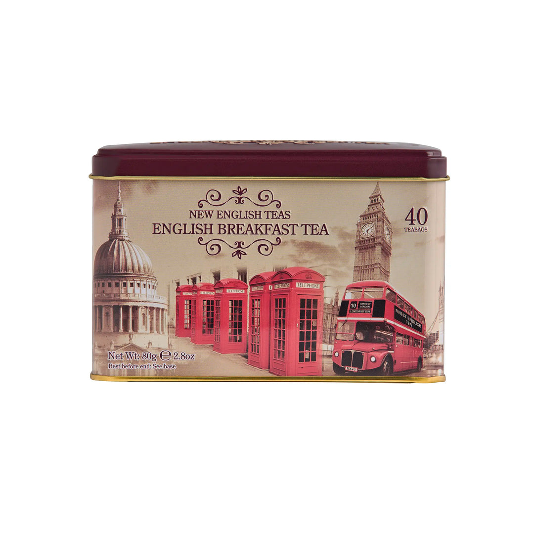 Vintage England Classic Tea Tin with 40 English Breakfast Teabags - New English Teas