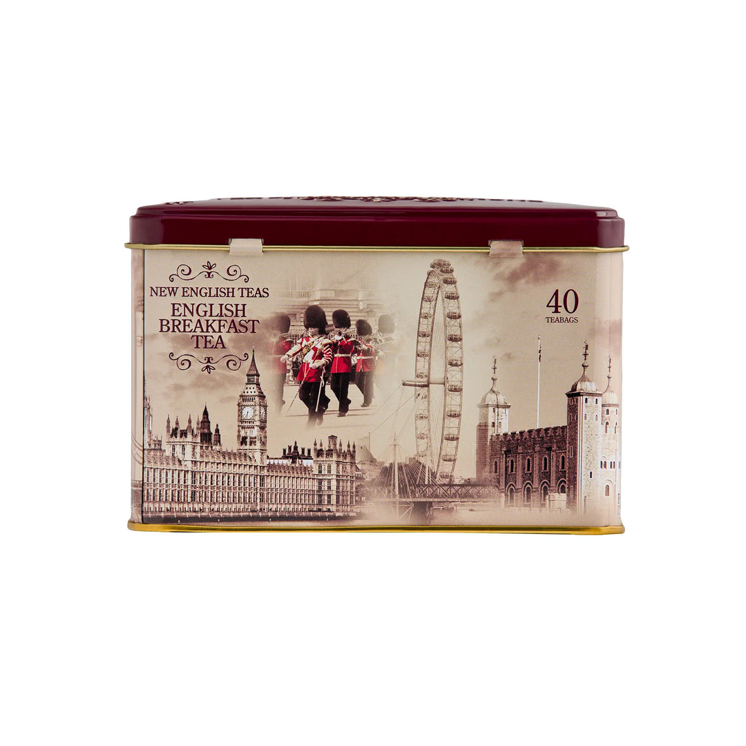 Vintage England Classic Tea Tin with 40 English Breakfast Teabags - New English Teas