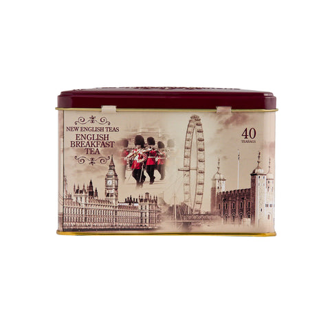 Vintage England Classic Tea Tin with 40 English Breakfast Teabags - New English Teas