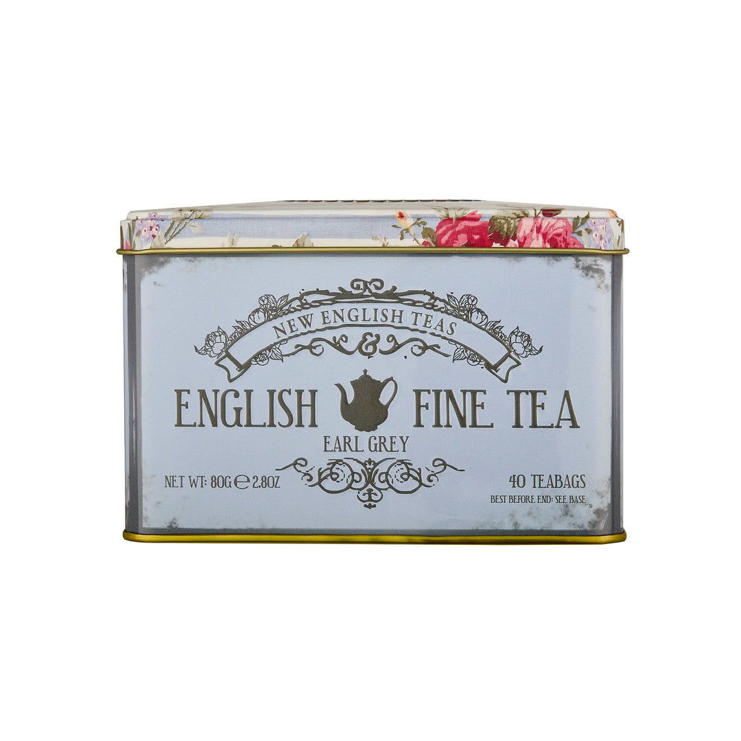 Vintage Floral Classic Tea Tin - Powder Blue - New English Teas