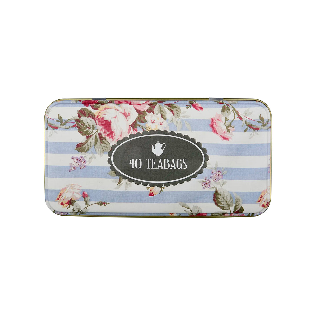 Vintage Floral Classic Tea Tin - Powder Blue - New English Teas