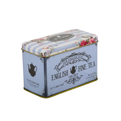 Vintage Floral Classic Tea Tin - Powder Blue - New English Teas