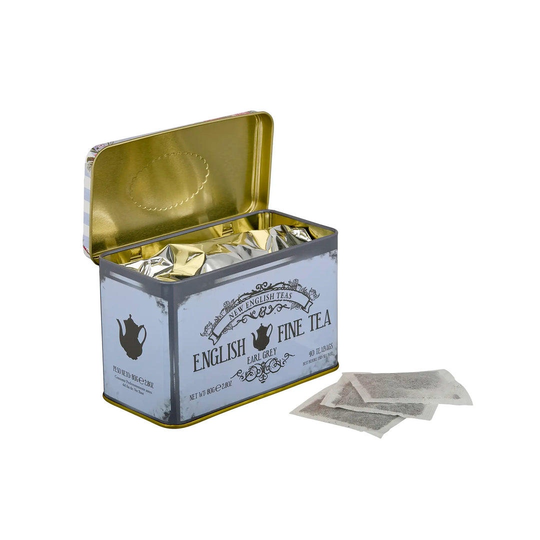Vintage Floral Classic Tea Tin - Powder Blue - New English Teas