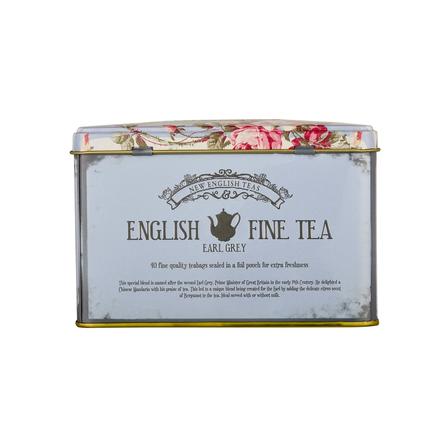 Vintage Floral Classic Tea Tin - Powder Blue - New English Teas
