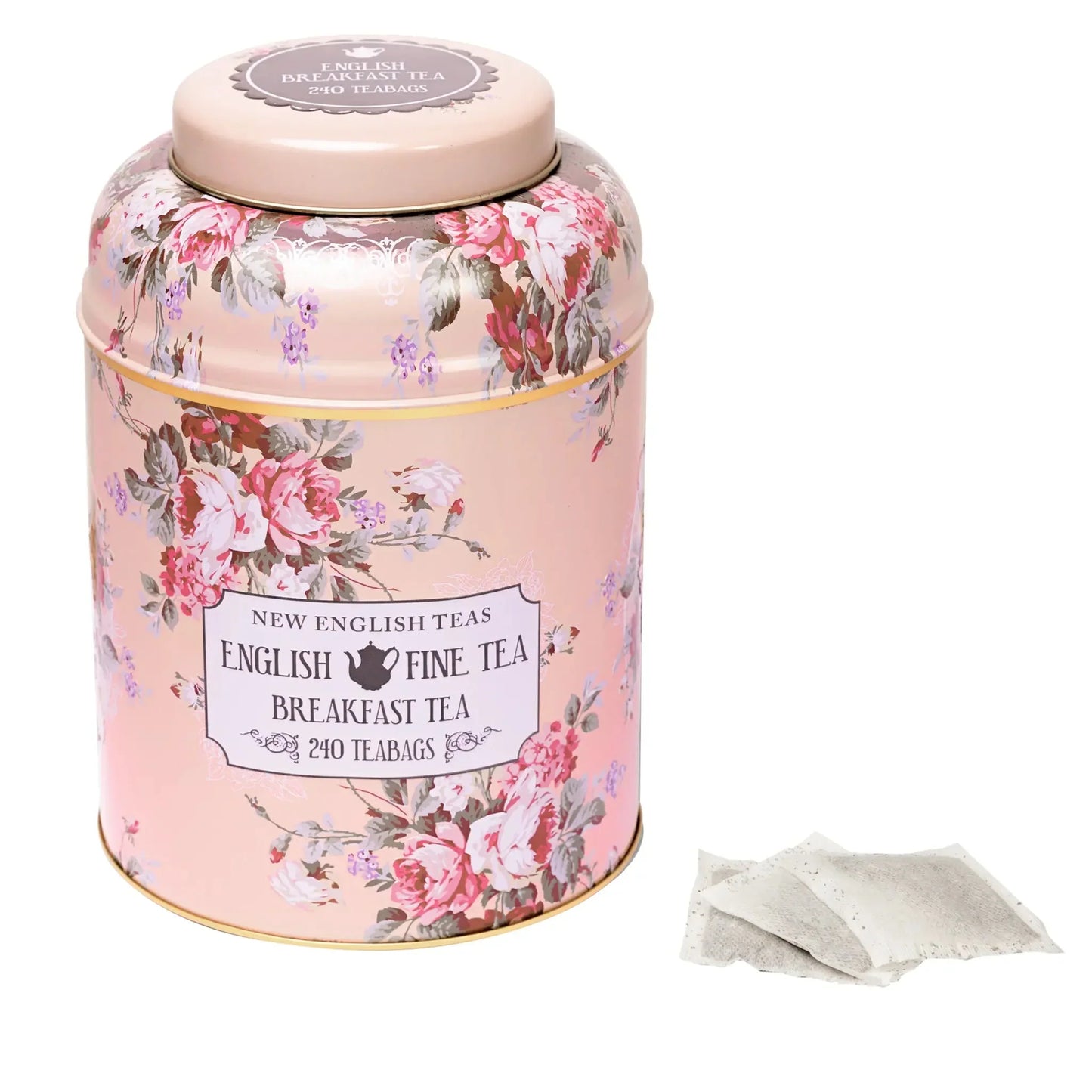 Vintage Floral 240 Teabag Tea Caddy - Blush - New English Teas