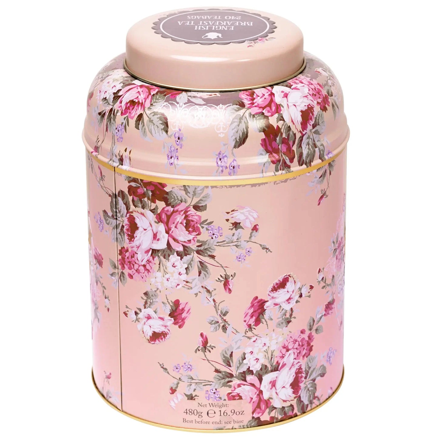 Vintage Floral 240 Teabag Tea Caddy - Blush - New English Teas