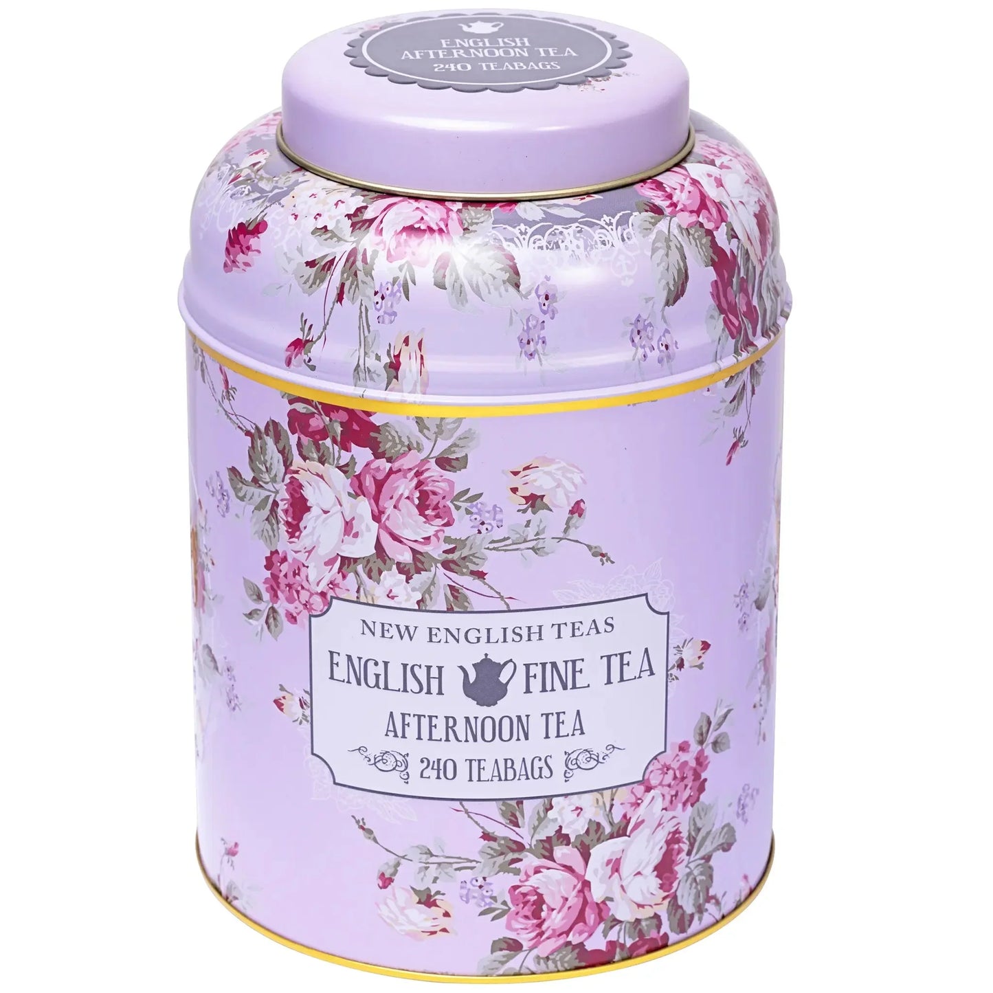 Vintage Floral 240 Teabag Tea Caddy - Lavender - New English Teas