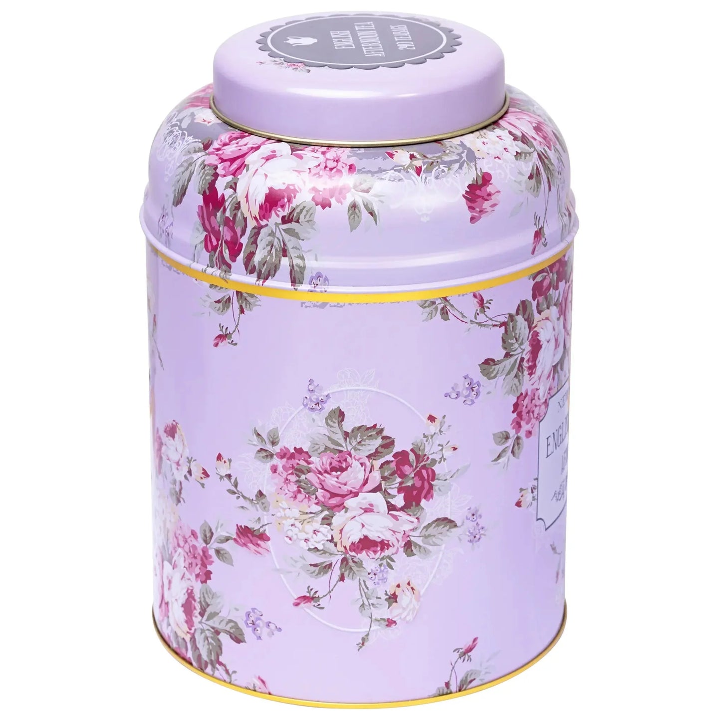 Vintage Floral 240 Teabag Tea Caddy - Lavender - New English Teas