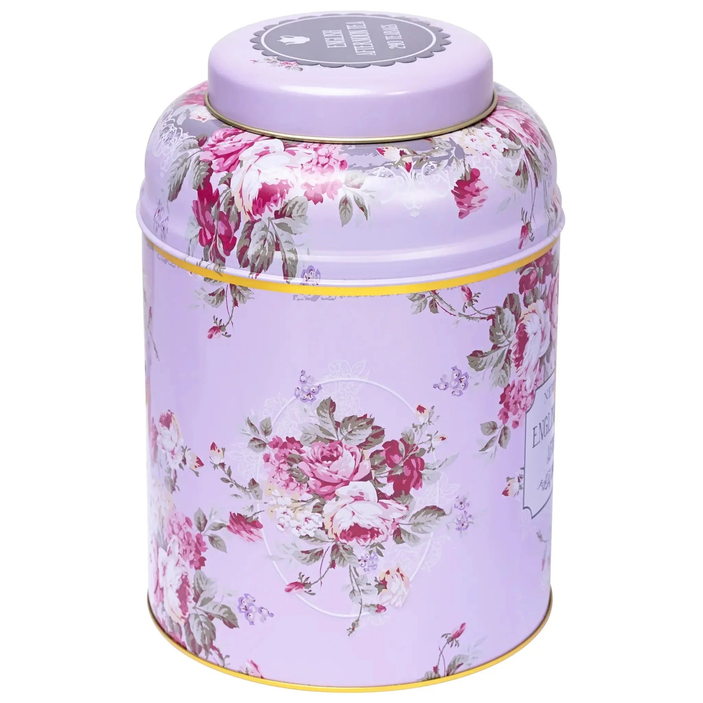 Vintage Floral 240 Teabag Tea Caddy - Lavender - New English Teas
