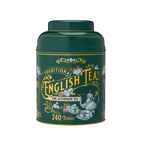 Vintage Victorian 240 Teabag Tea Caddy - Bottle Green - New English Teas