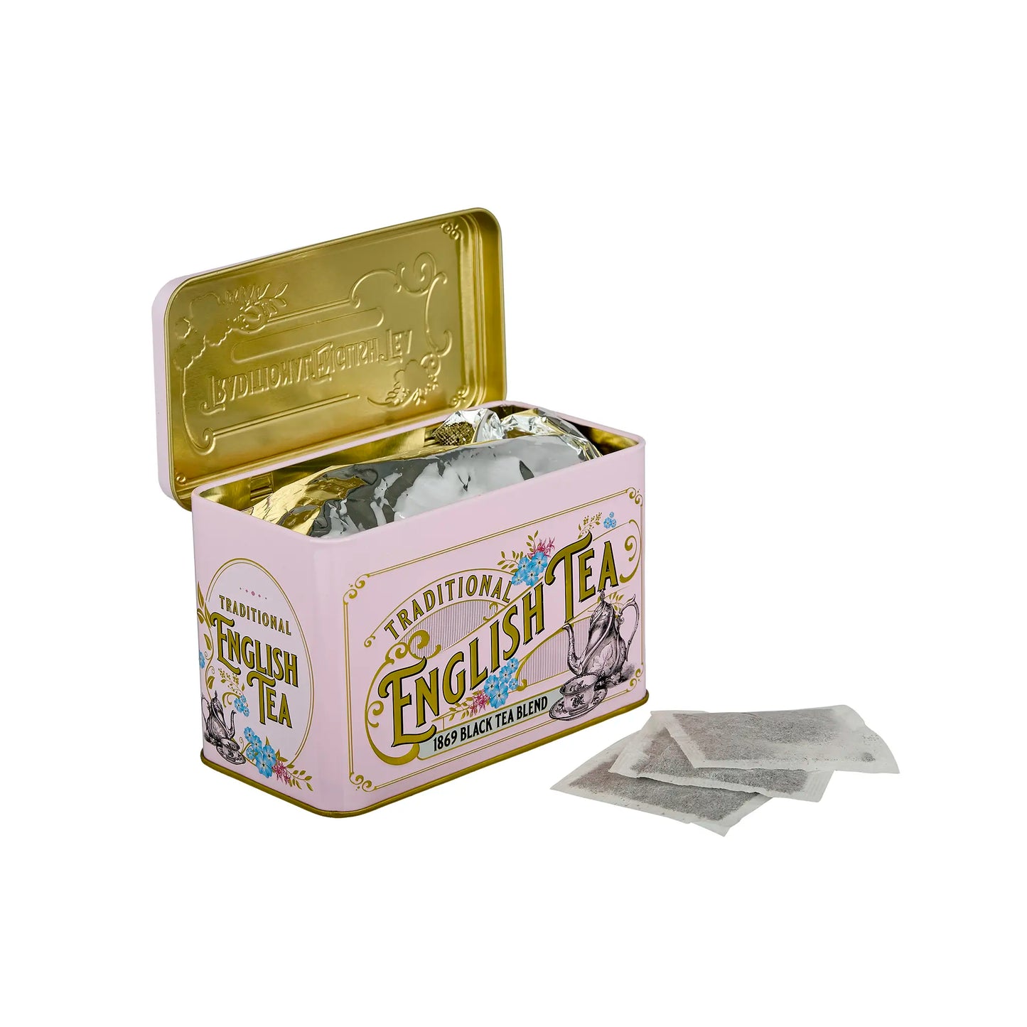 Vintage Victorian Classic Tea Tin - Pink - New English Teas