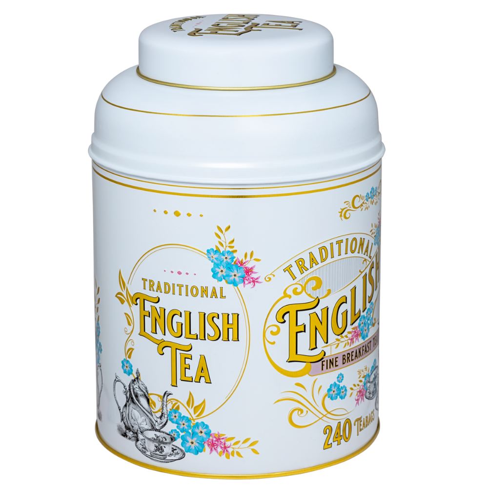 Vintage Victorian 240 Teabag Tea Caddy - Ivory - New English Teas