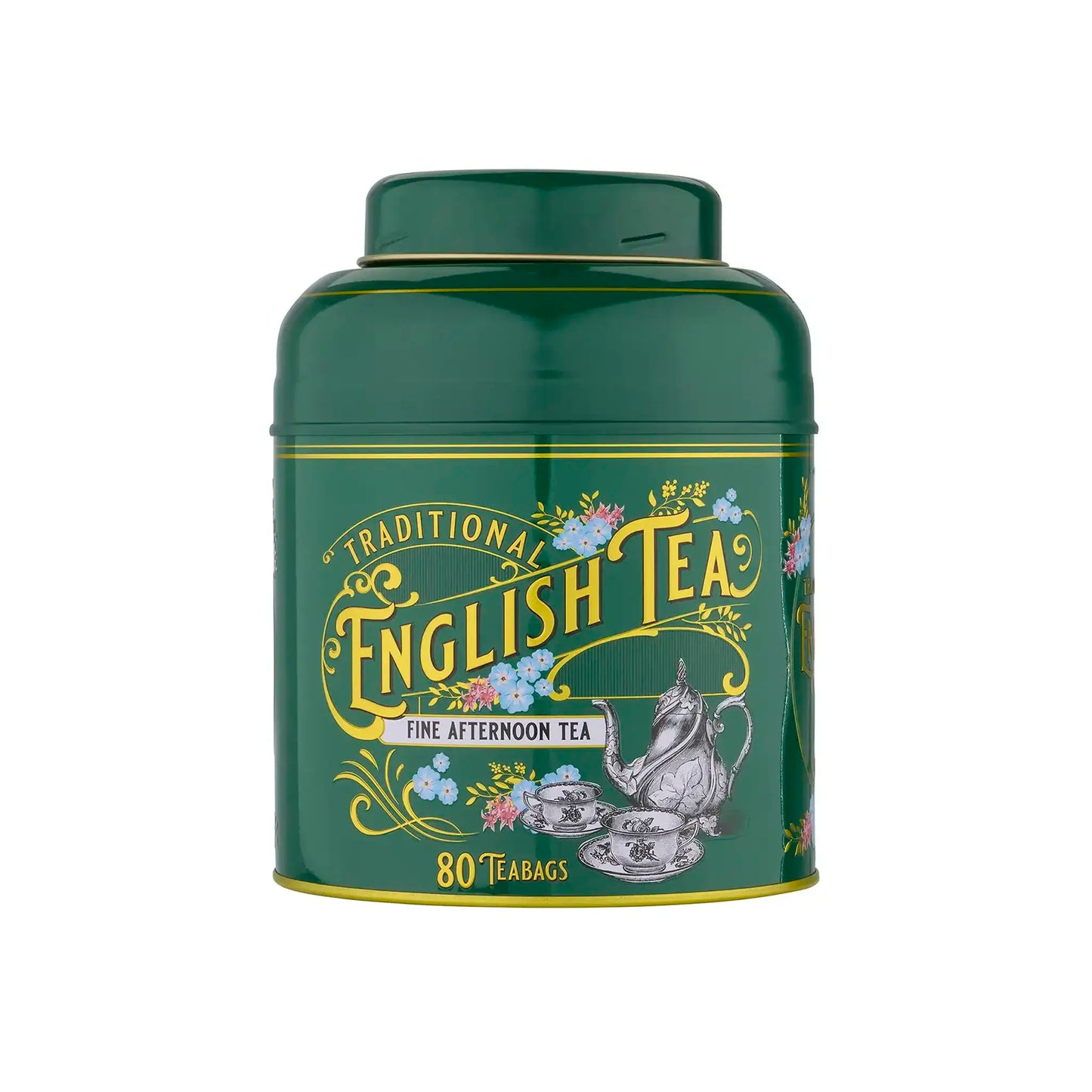 Vintage Victorian 80 Teabag Tea Caddy - Bottle Green - New English Teas