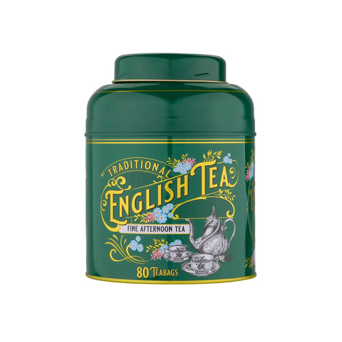Vintage Victorian 80 Teabag Tea Caddy - Bottle Green - New English Teas