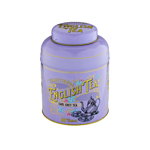Vintage Victorian 80 Teabag Tea Caddy - Lilac - New English Teas