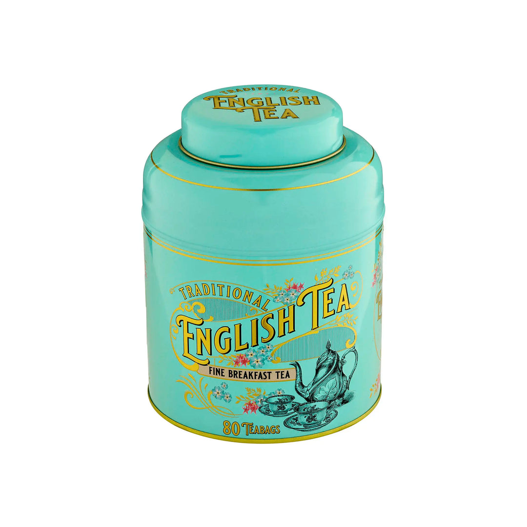 Vintage Victorian 80 Teabag Tea Caddy - Mint Green - New English Teas