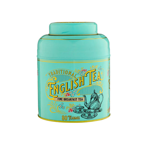 Vintage Victorian 80 Teabag Tea Caddy - Mint Green - New English Teas