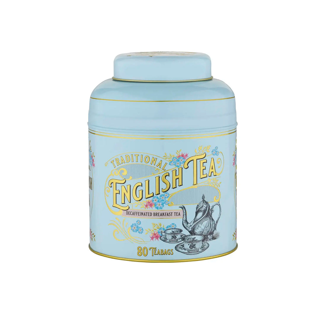 Vintage Victorian 80 Teabag Tea Caddy - Powder Blue - New English Teas
