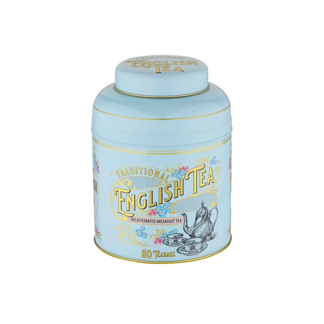 Vintage Victorian 80 Teabag Tea Caddy - Powder Blue - New English Teas