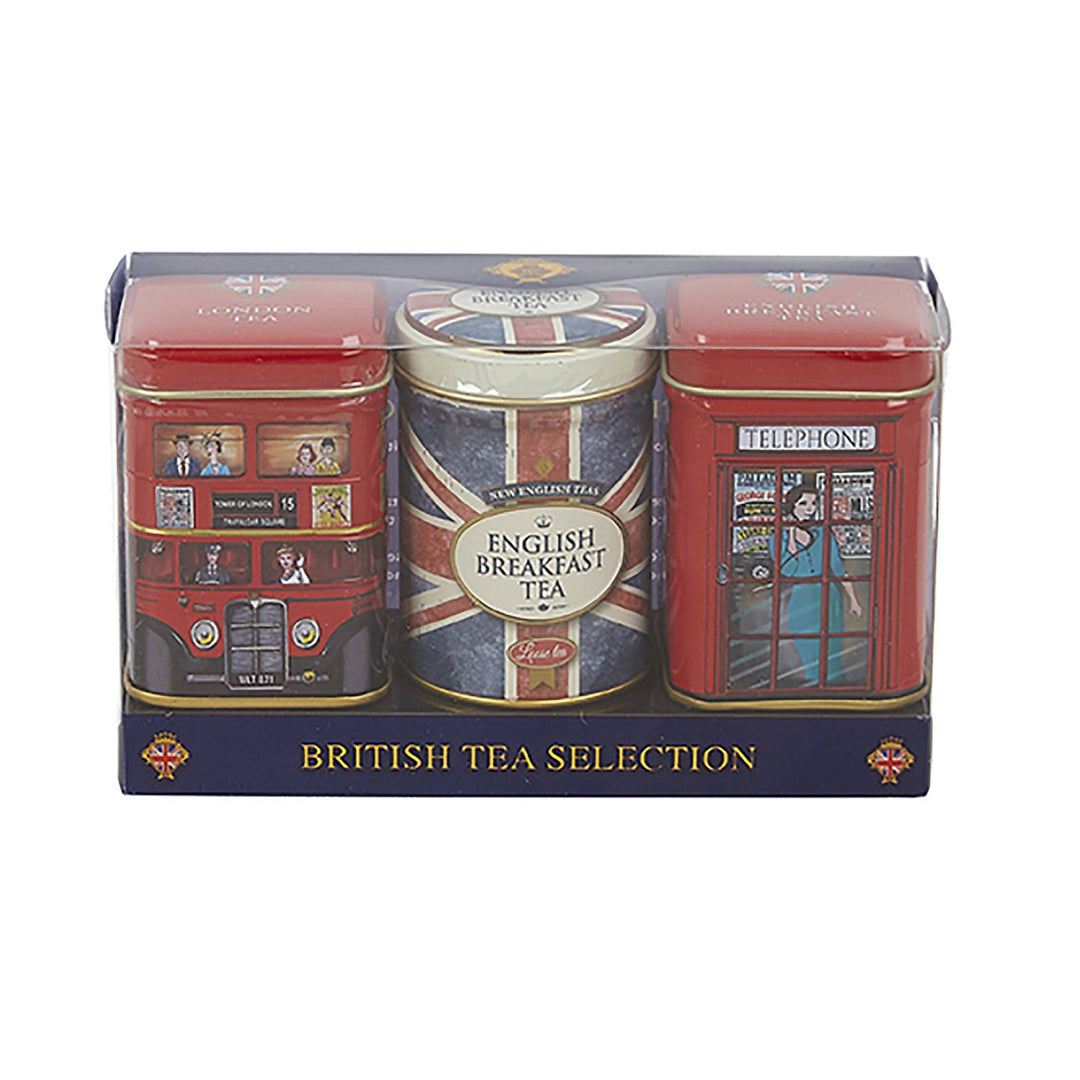 British Icons Triple Tea Selection Mini Tin Gift Pack Black Tea New English Teas