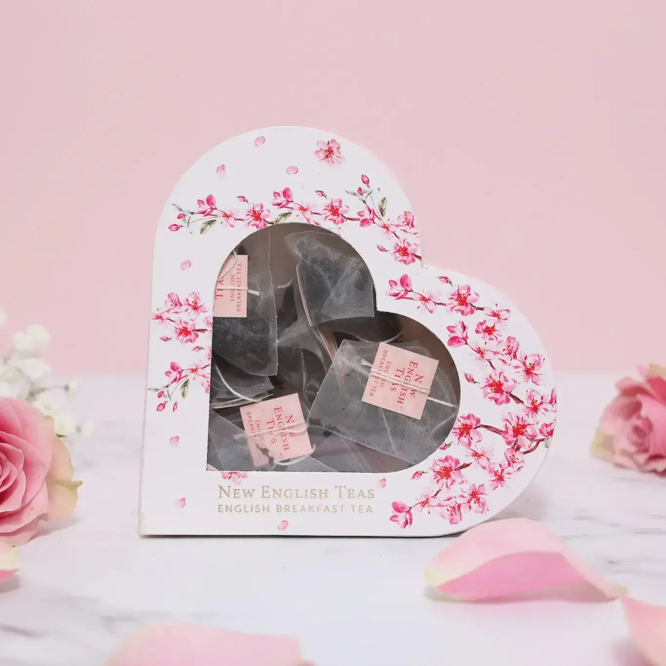 Cherry Blossom 10 Teabag Heart Shaped Box - New English Teas