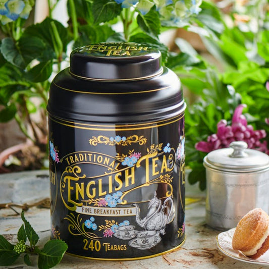 Vintage Victorian 240 Teabag Tea Caddy - Black - New English Teas