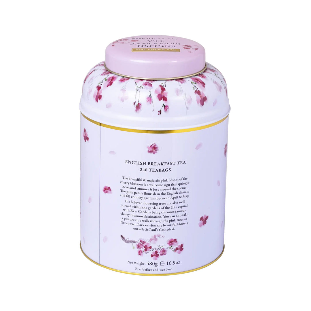 Cherry Blossom 240 Teabag Tea Caddy - Floral - New English Teas