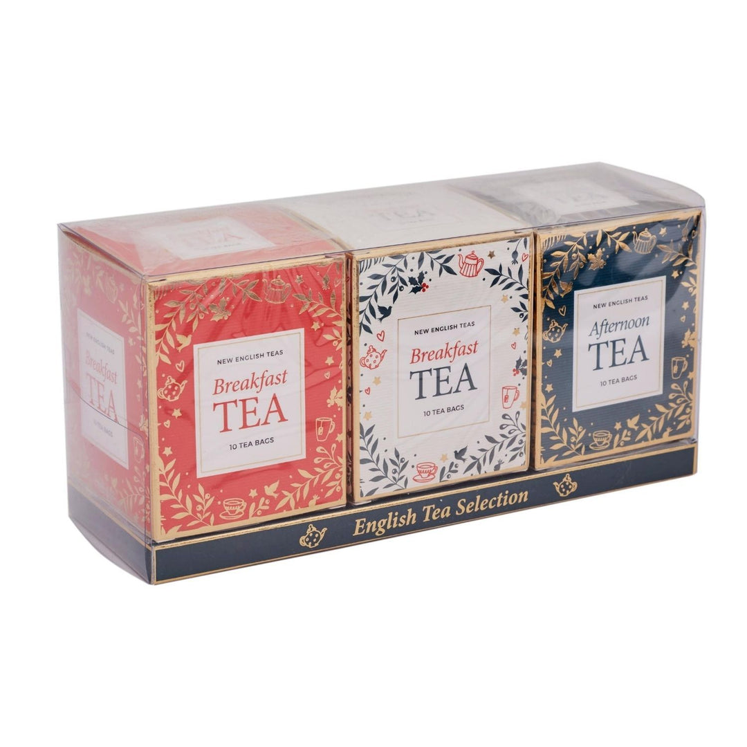 Christmas 10 Teabag Box Triple Gift Pack - Red | White | Green - New English Teas