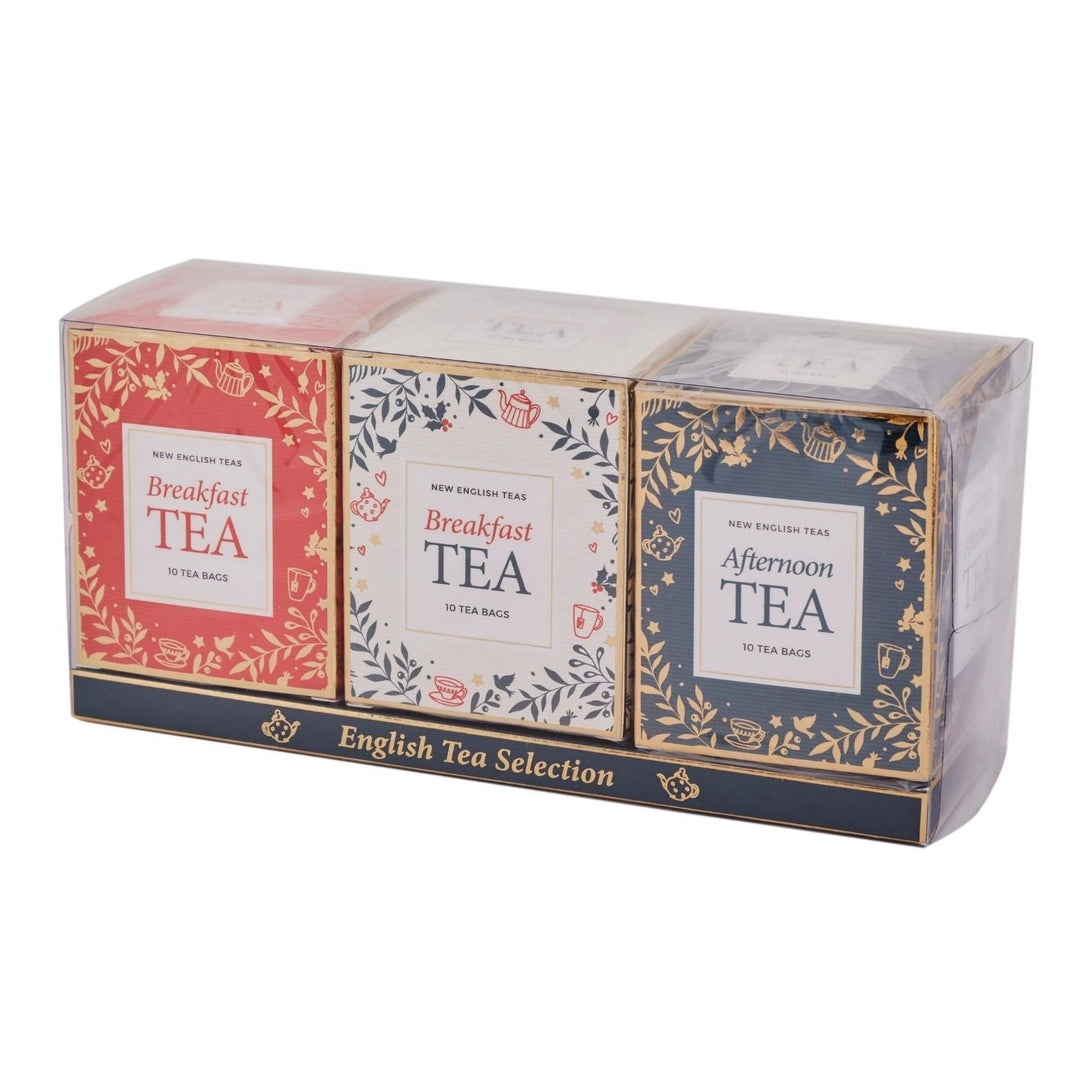 Christmas 10 Teabag Box Triple Gift Pack - Red | White | Green - New English Teas