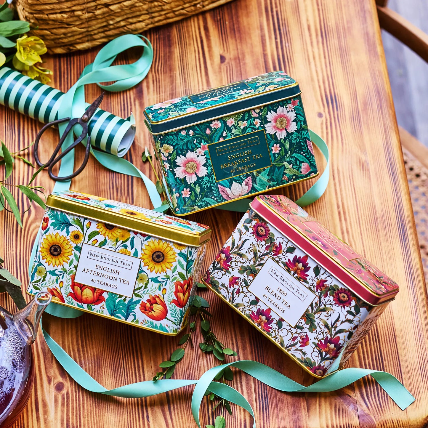 Embroidery Classic Tea Tin Set by New English Teas