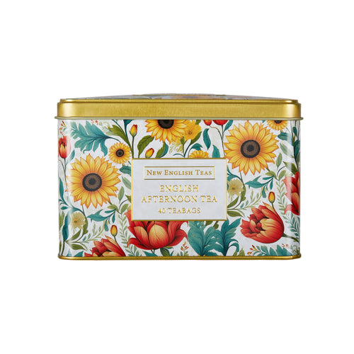 Embroidery Collection Sunflowers Classic Tea Tin by New English Teas