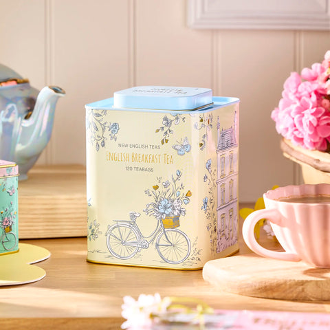 English Cottage Cream & Blue Tea Caddy by New English Teas