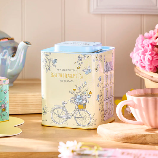 English Cottage Cream & Blue Tea Caddy by New English Teas