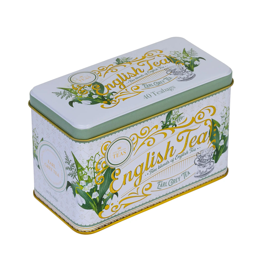 English Garden Florals Classic Tea Tin - Lily of The Valley - New English Teas