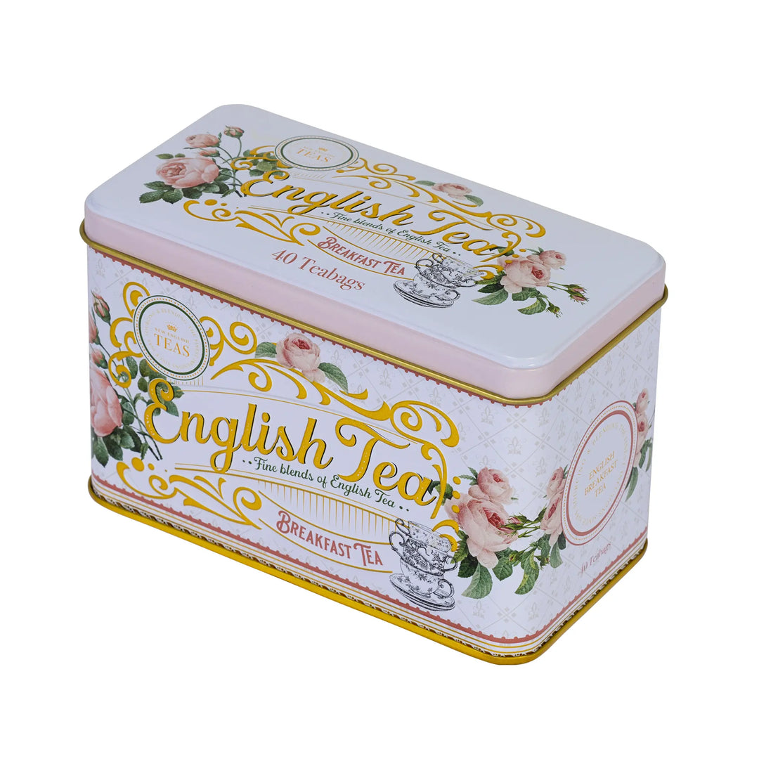 English Garden Florals Classic Tea Tin - English Rose - New English Teas