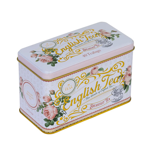 English Rose Classic Tea Tin with 40 Breakfast teabags - New English Teas