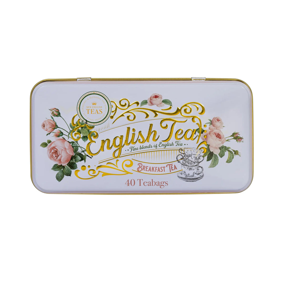 English Garden Florals Classic Tea Tin - English Rose - New English Teas