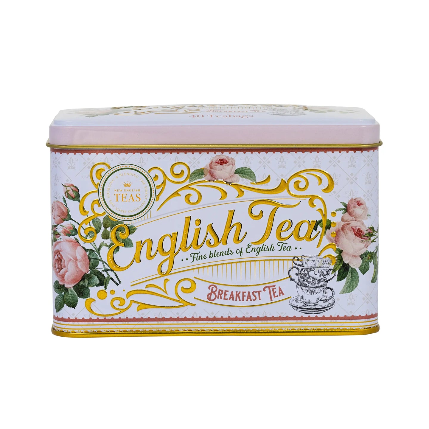 English Garden Florals Classic Tea Tin - English Rose - New English Teas