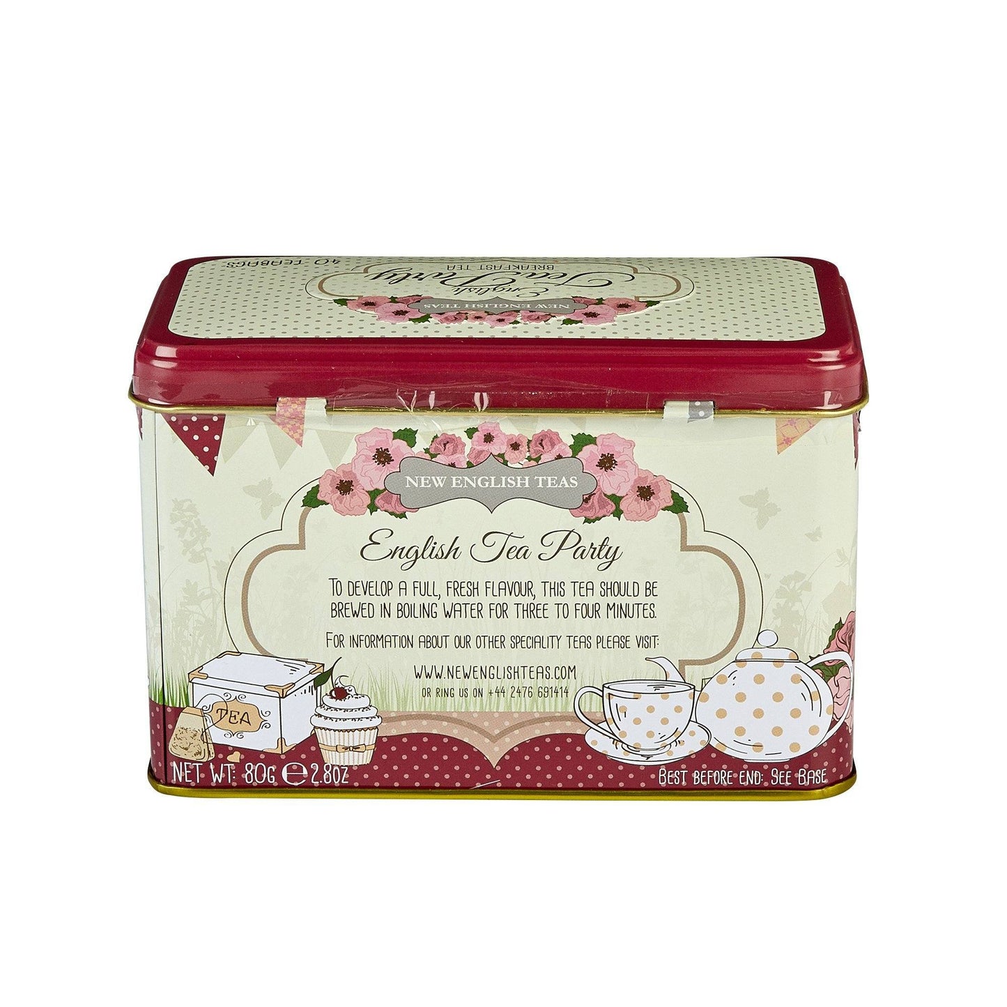 English Tea Party Classic Tea Tin - Red - New English Teas