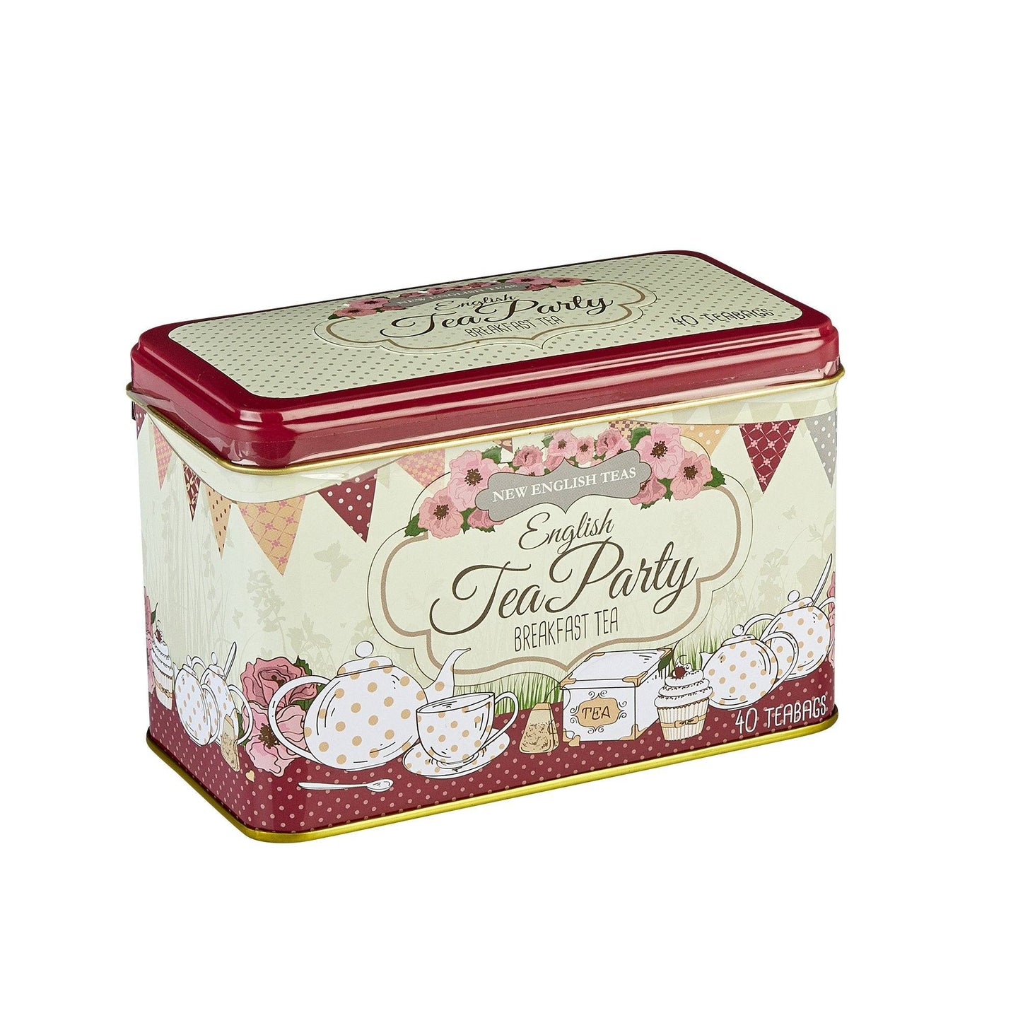 English Tea Party Classic Tea Tin - Red - New English Teas