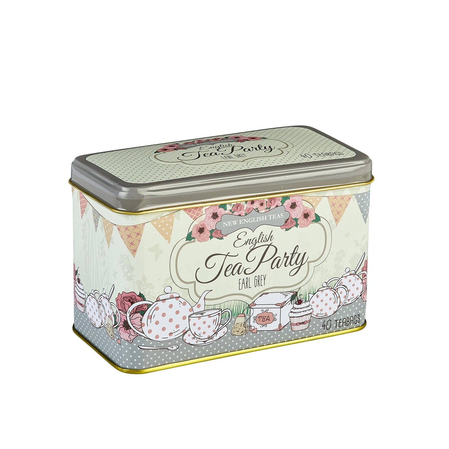 English Tea Party Classic Tea Tin - Grey - New English Teas