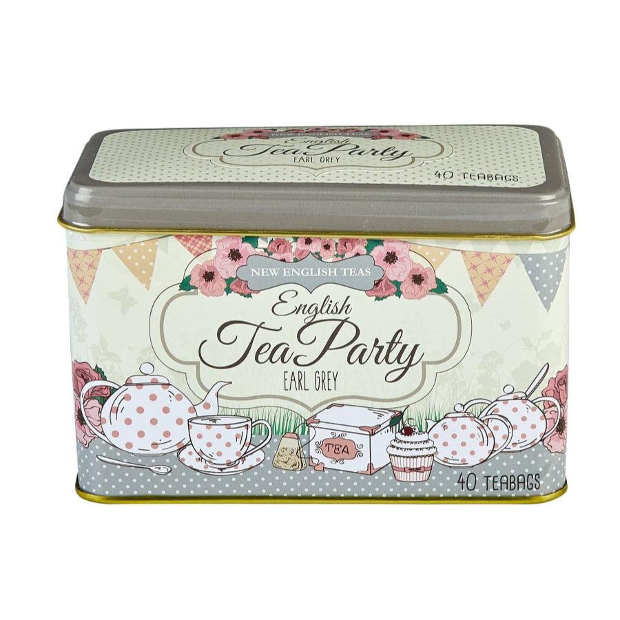 English Tea Party Classic Tea Tin - Grey - New English Teas