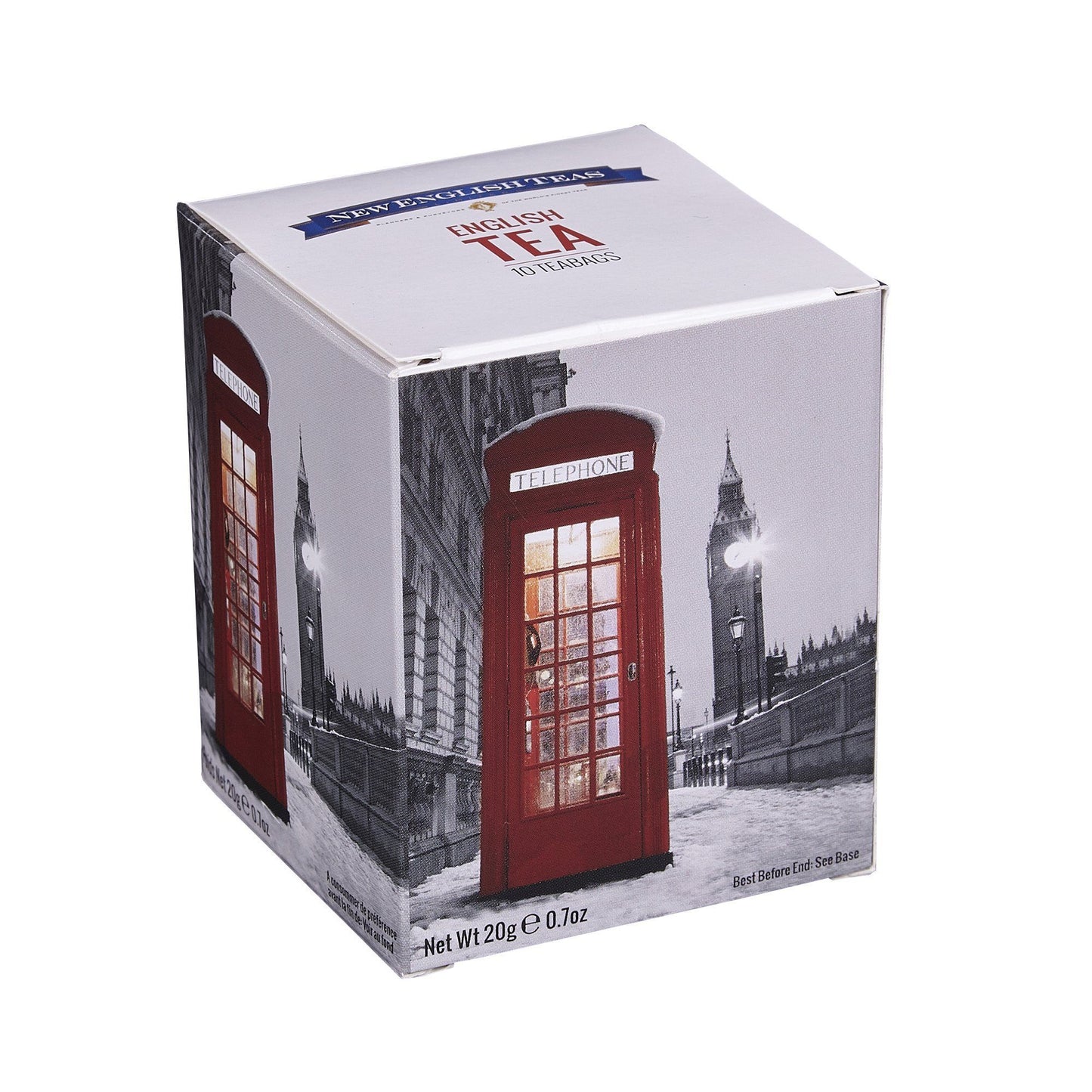 Love London 10 Teabag Box - Winter Snow Telephone Box - New English Teas