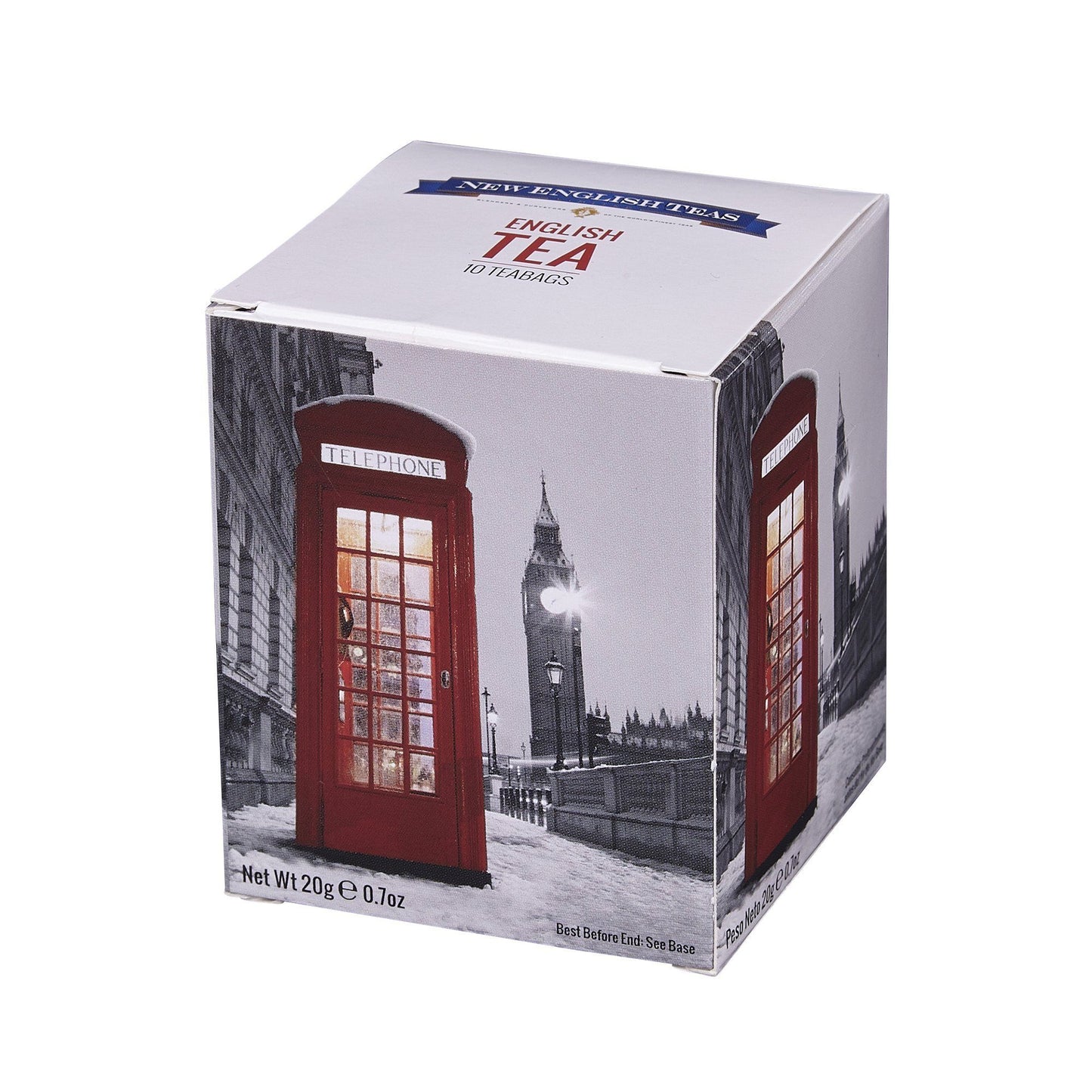 Love London 10 Teabag Box - Winter Snow Telephone Box - New English Teas