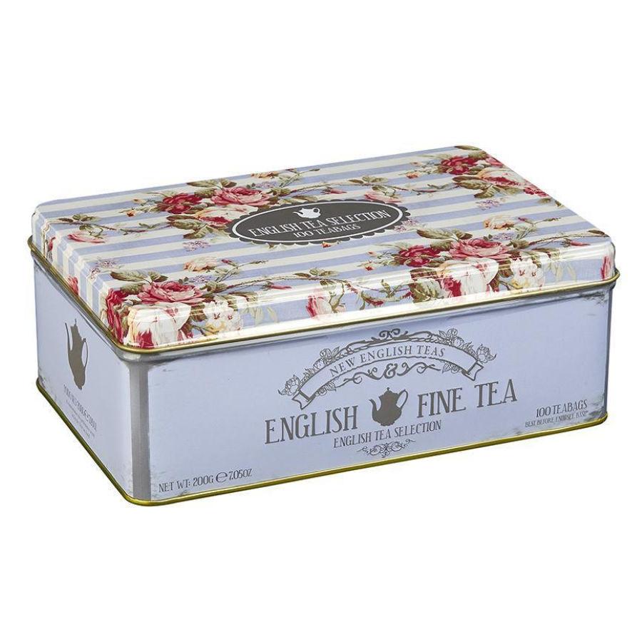 Vintage Floral Tea Selection Tin - Powder Blue - New English Teas