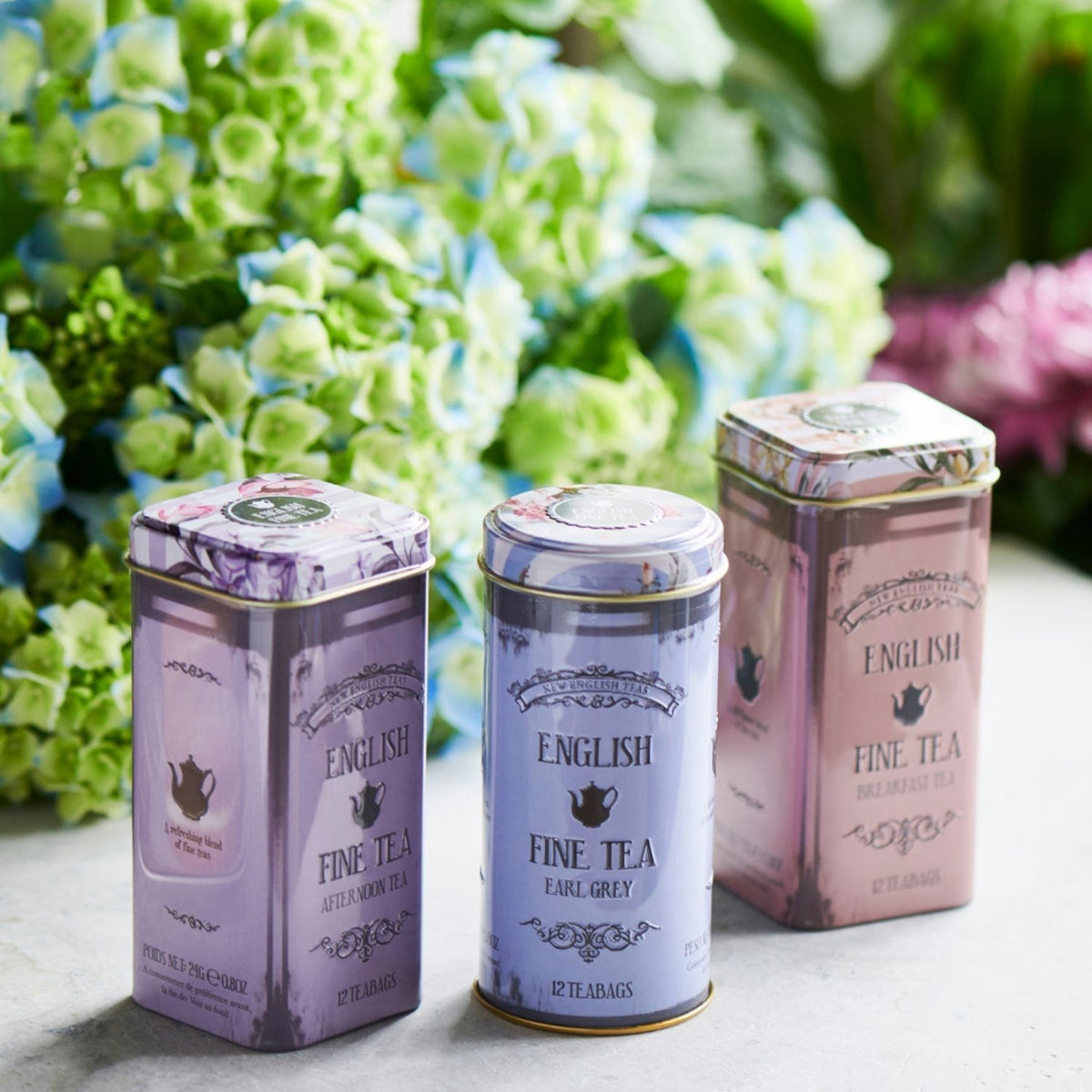 Vintage Floral 12 Teabag Tin Set